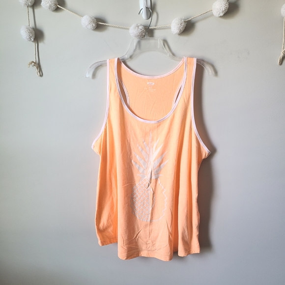 Old Navy Orange Pineapple Graphic Tank Top Size XL - Picture 1 of 7